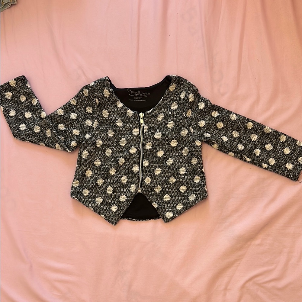 Pippa & Julie Black and White Blazer with Polka Dot Pattern